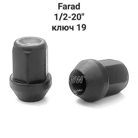 Колесные гайки черные 1/2-20" Farad Италия (24шт.)